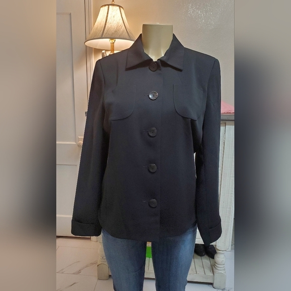 Women's Black Button-Up Jacket - Picture 2 of 7